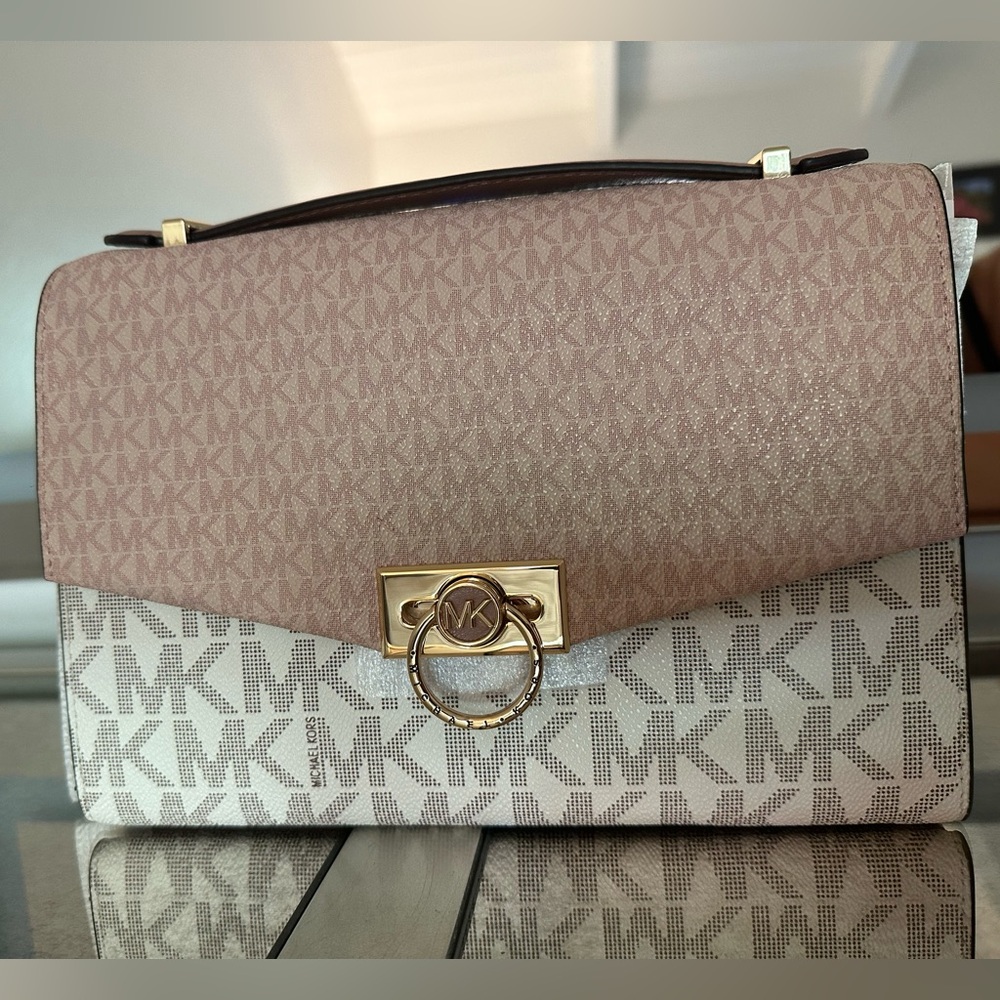 New Michael Kors two toned Hendrix bag.  Coated canvas.